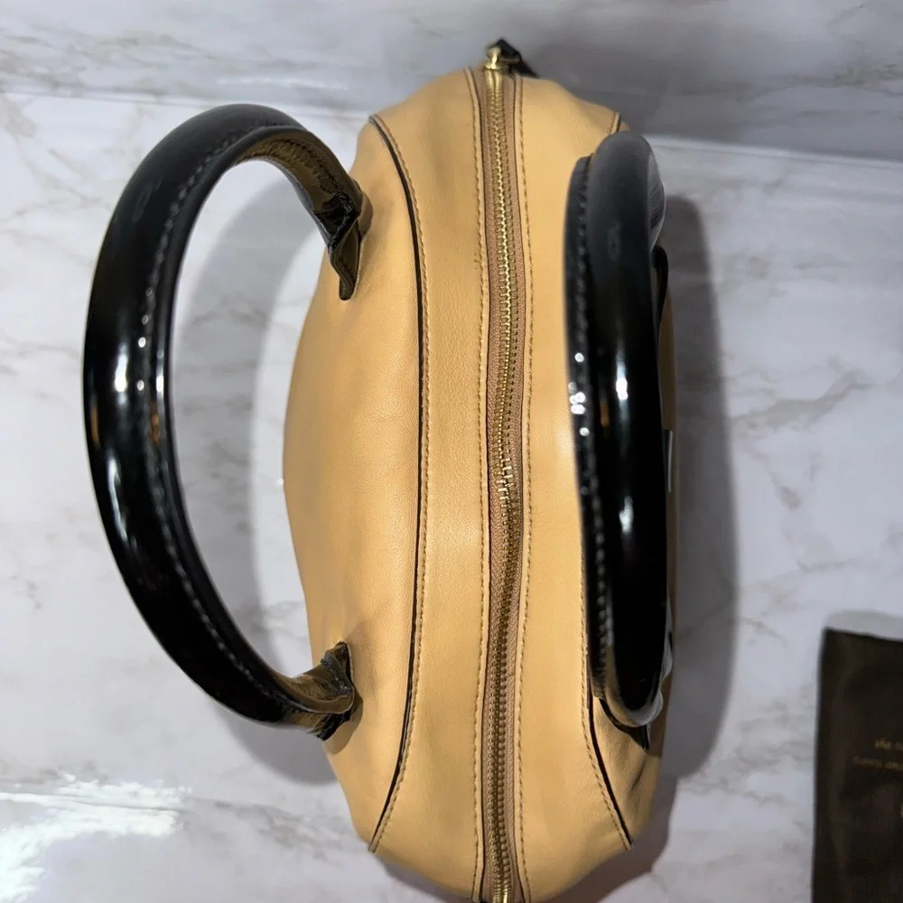 Vintage KATE SPADE Chelsea Park Porter Satchel/Shoulder in beige & black Leather